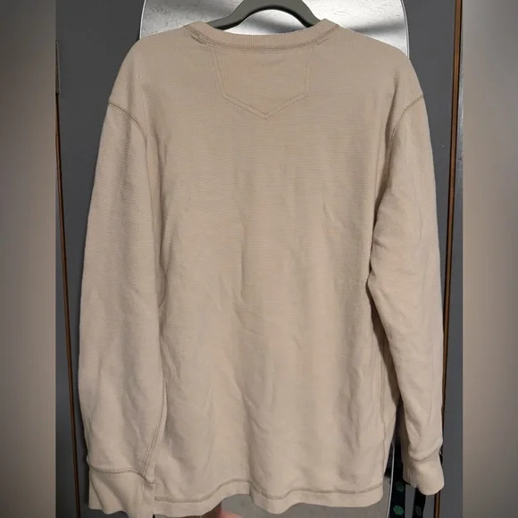 Eddie Bauer Off-White Waffle Knit Crew Neck Shirt - Picture 6 of 7